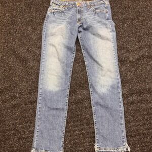 Levis 503 Skinny Jeans Medium Wash‎ Blue Denim Pants 34x31 Distressed Hem